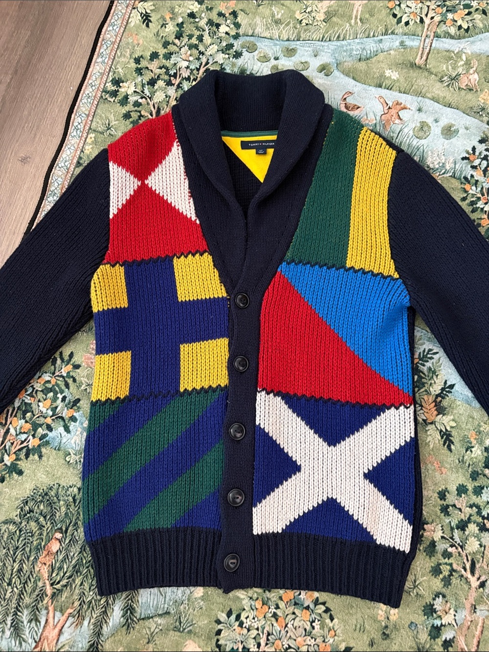 EUC Tommy Hilfiger Navy Nautical Shawl-Collar Cardigan men’s small